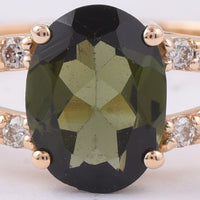 1.25 Ct Oval Natural Green Tourmaline 14K Gold Ring