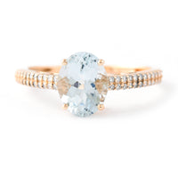 1.64 Ct Oval Mixed Cut Natural Aquamarine 14K Gold Ring