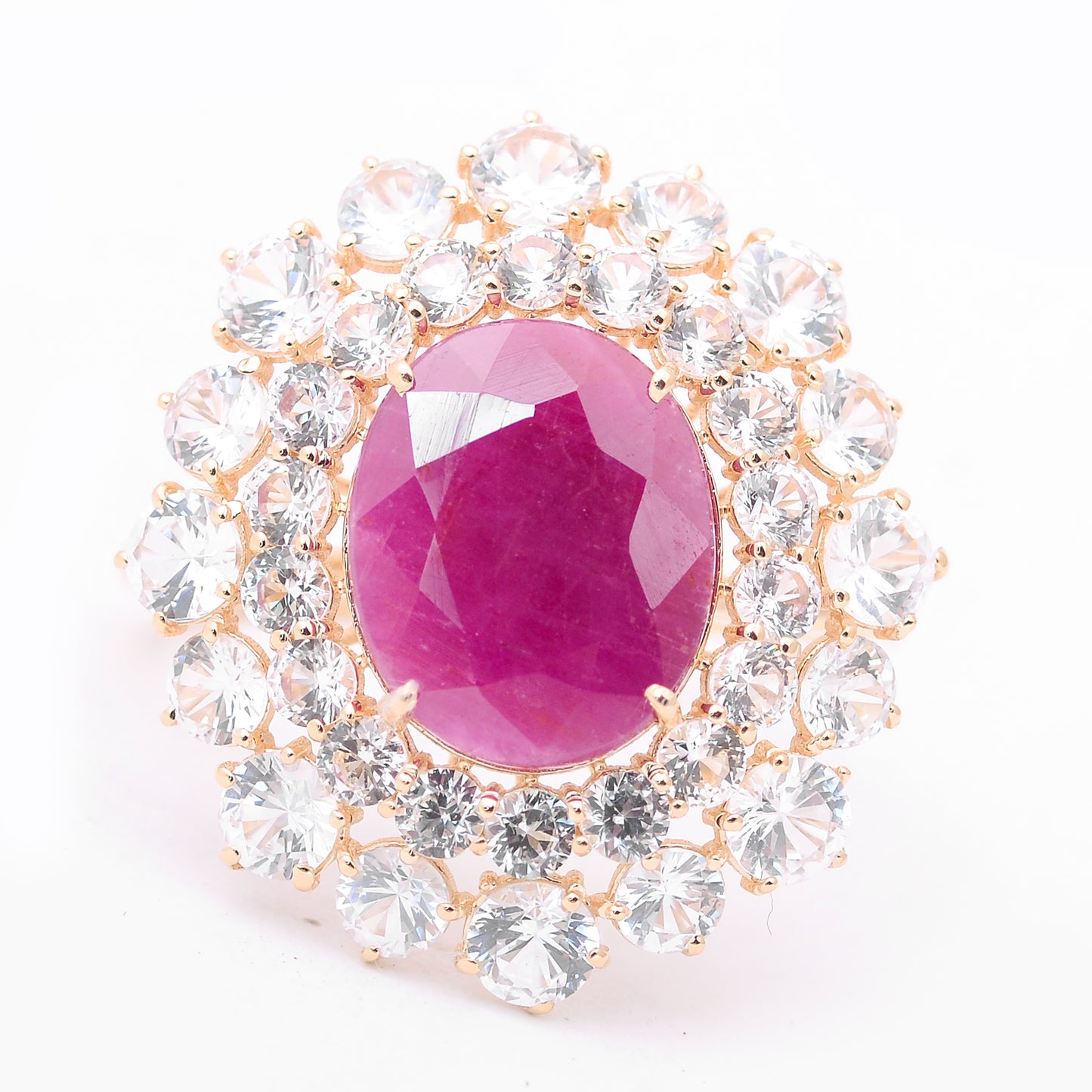 7.49 Ct Oval Mixed Cut Natural Corundum Ruby 14K Gold Ring