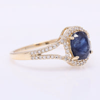 2.03 Ct Oval Mixed Cut Natural Sapphire 14K Gold Ring