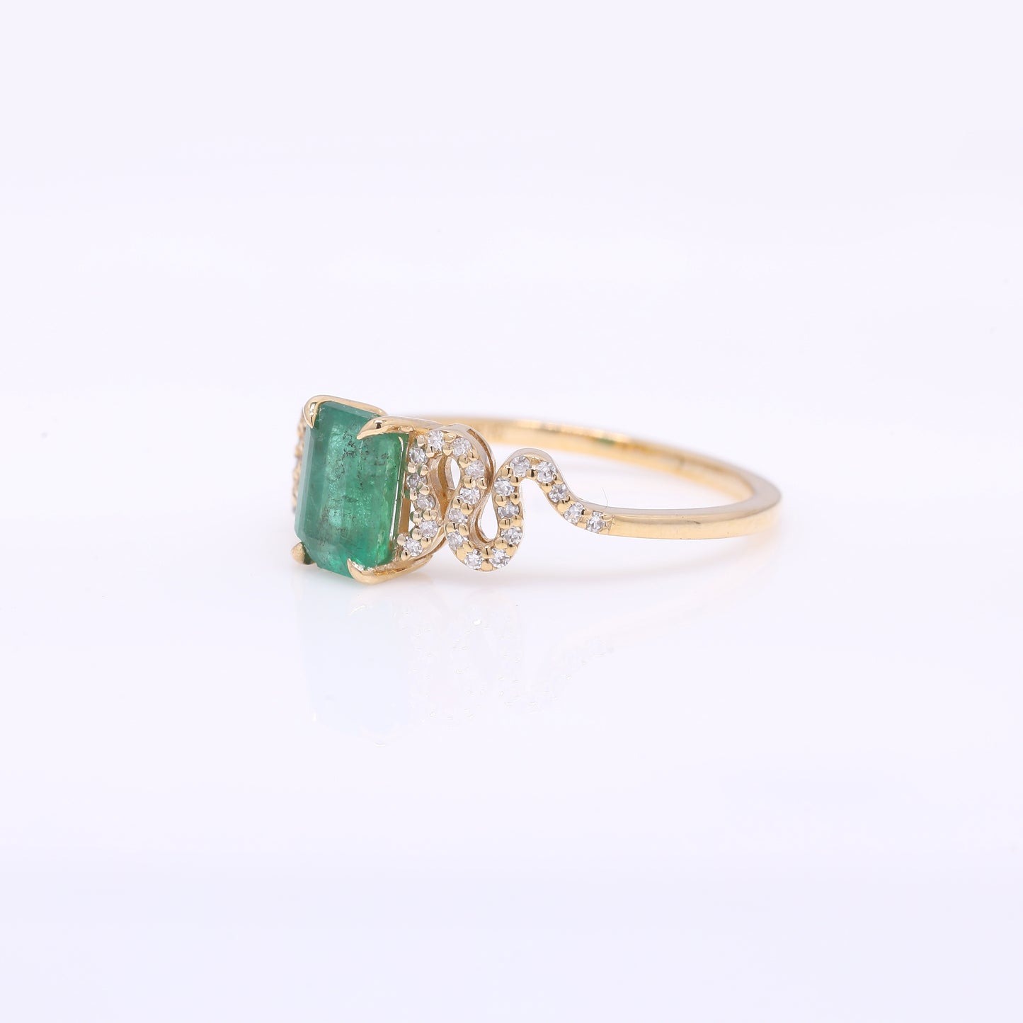 1.14 Ct Octagon Step Cut Natural Emerald 14K Gold Ring