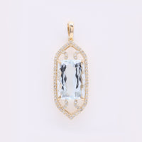 5.18 Ct Cushion Mixed Cut Natural Aquamarine 14K Gold Pendant
