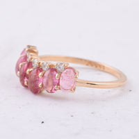 1.75 Ct Oval Cabochon Cut Natural Pink Tourmaline 14K Gold Ring