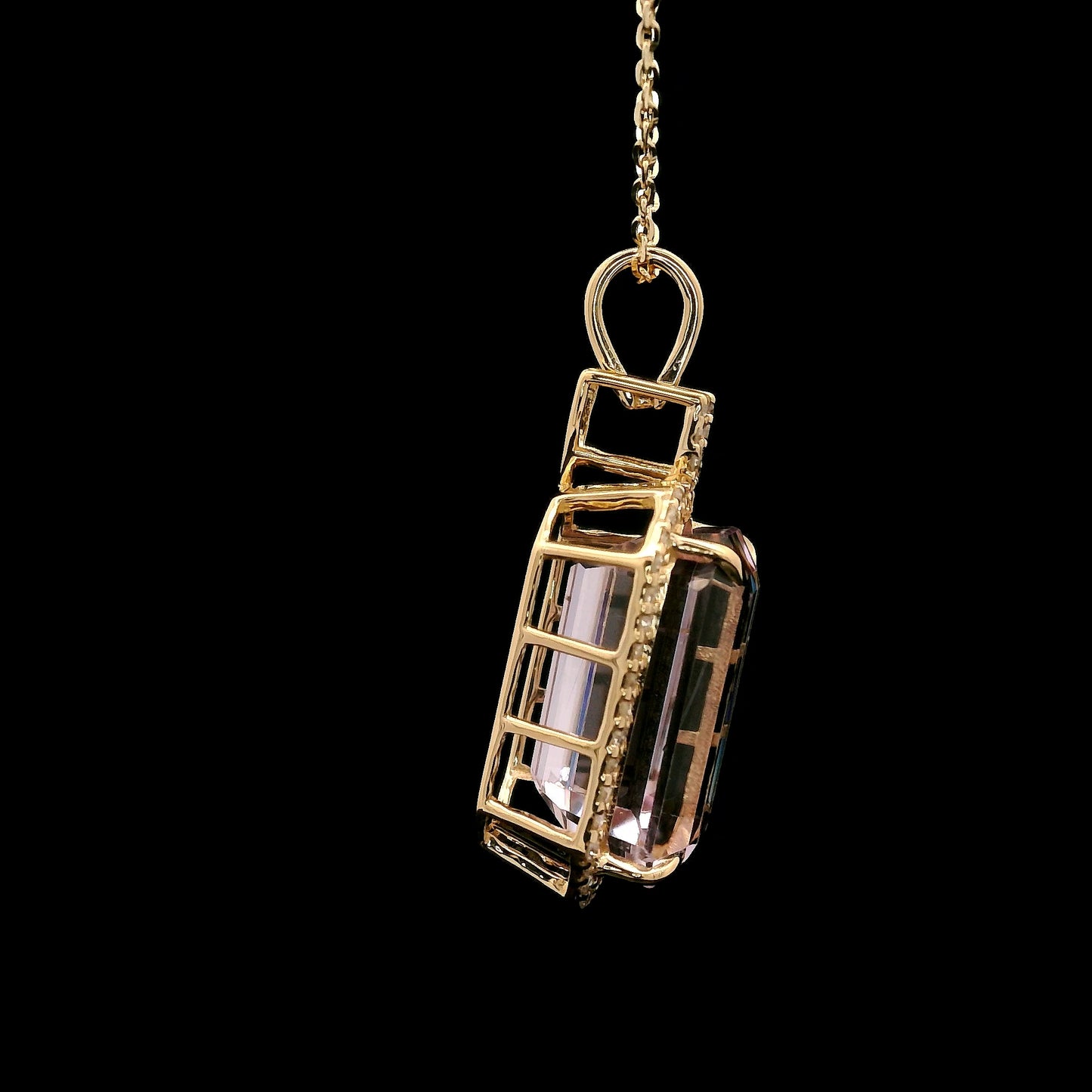 7.69 Ct Octagon Kunzite 14K Gold Pendant