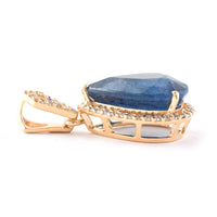 4.88 Ct Pear Mixed Cut Natural Sapphire 14K Gold Pendant