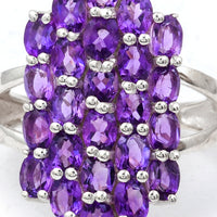 3.76 Ct Oval Amethyst, 925 Sterling Silver Ring