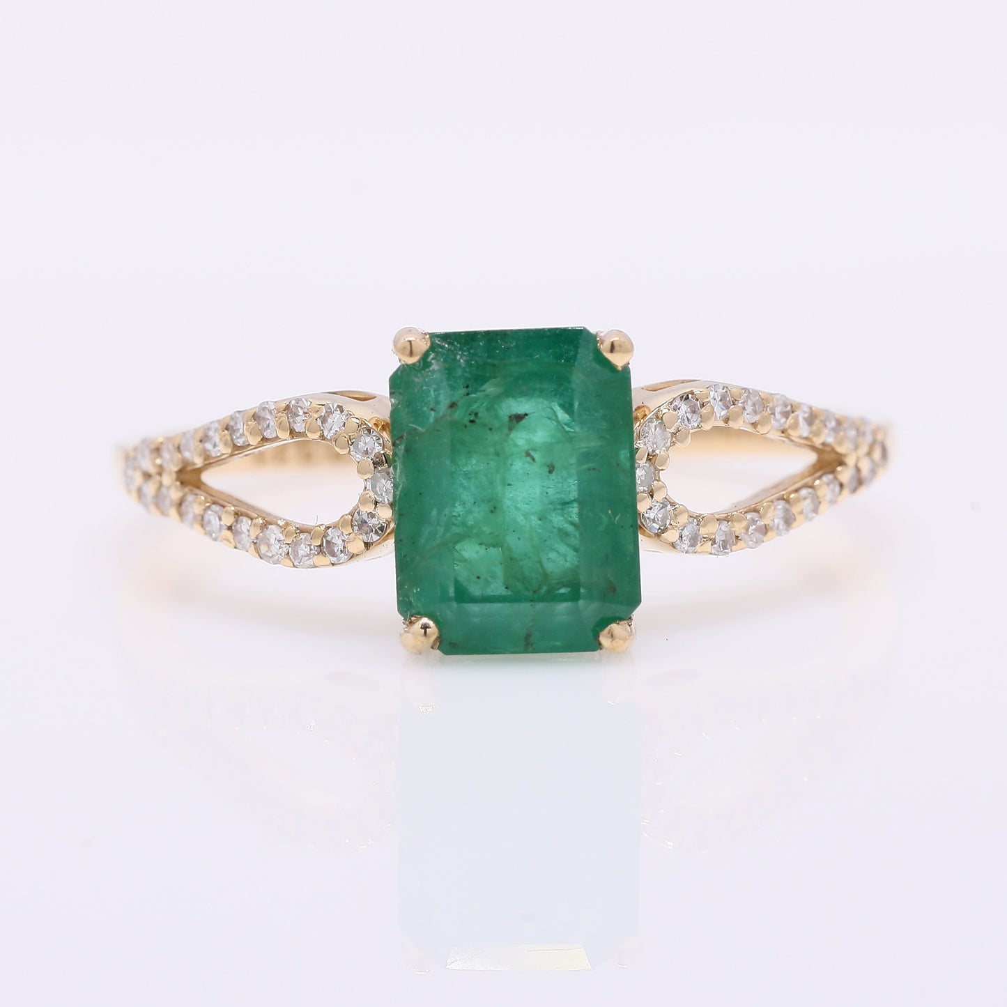 1.82 Ct Octagon Step Cut Natural Emerald 14K Gold Ring
