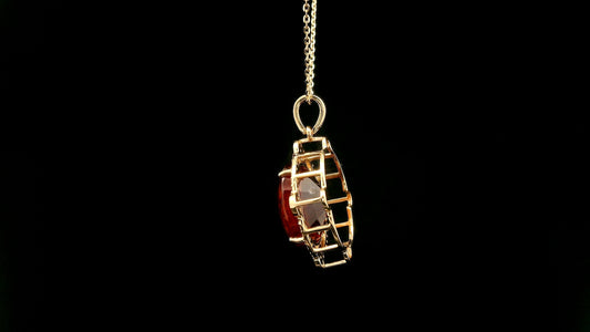 7.22 Ct Oval Hessonite 14K Gold Pendant