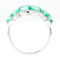 2.82 Ct Oval Mixed Cut, Round Mixed Cut Natural Emerald 950 Platinum Ring