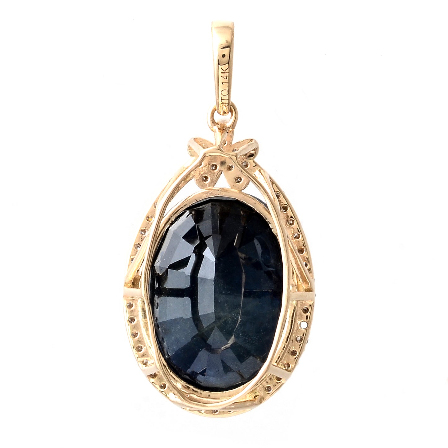 10.82 Ct Oval Mixed Cut Natural Corundum Sapphire 14K Gold Pendant