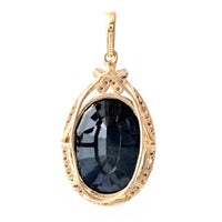 10.82 Ct Oval Mixed Cut Natural Corundum Sapphire 14K Gold Pendant