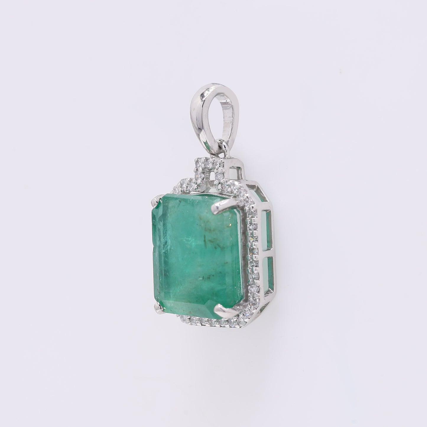 3.63 Ct Octagon Step Cut Natural Emerald 950 Platinum Pendant