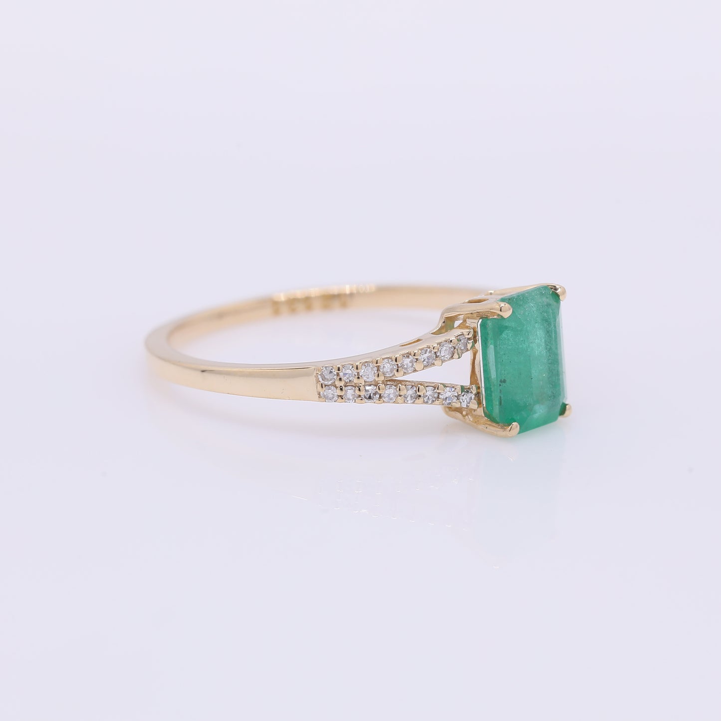 1.14 Ct Octagon Step Cut Natural Emerald 14K Gold Ring