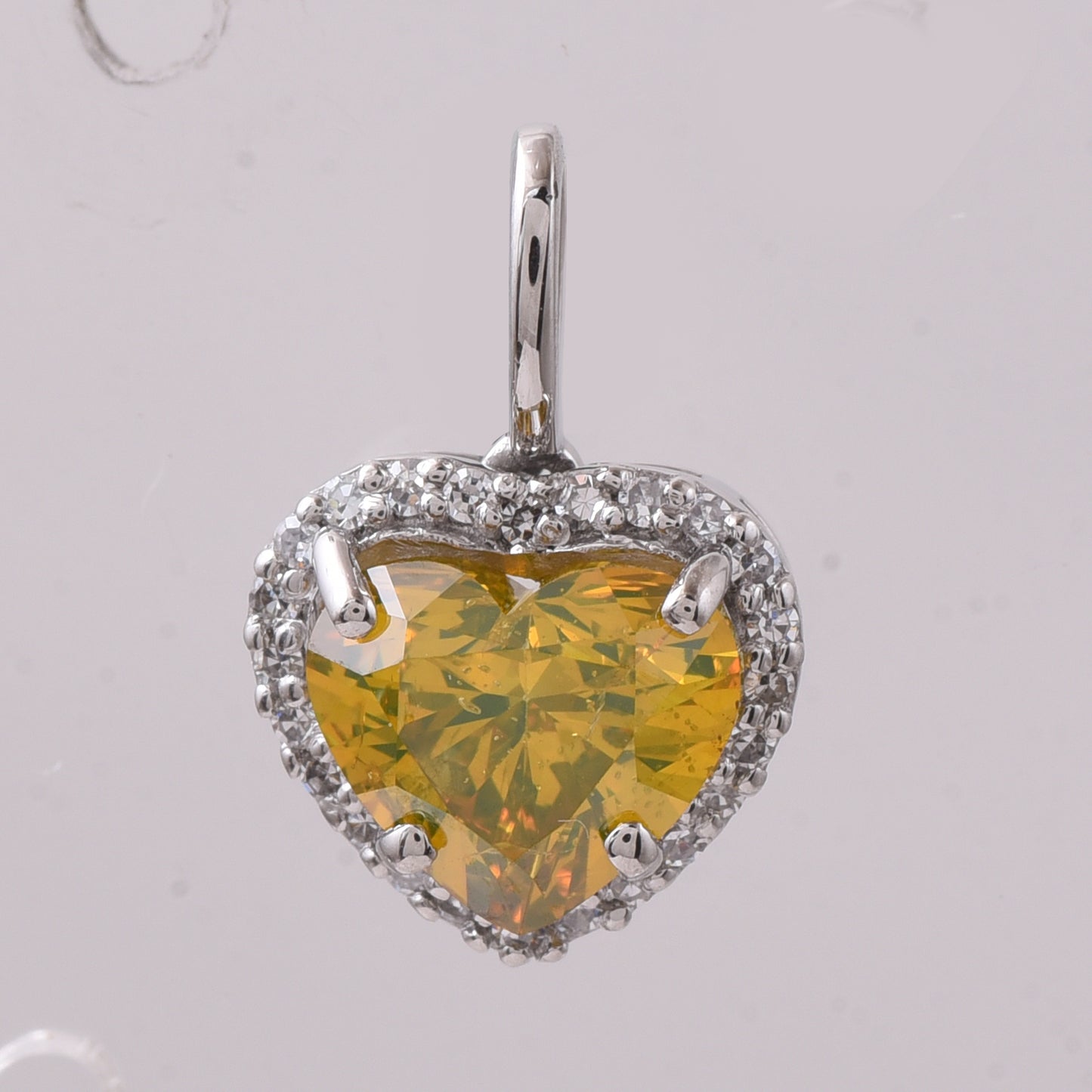 1.10 Ct Heart Yellow Diamond 950 Platinum Pendant