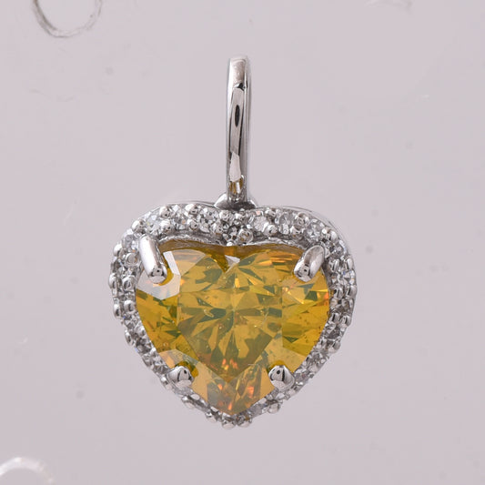 1.10 Ct Heart Yellow Diamond 950 Platinum Pendant