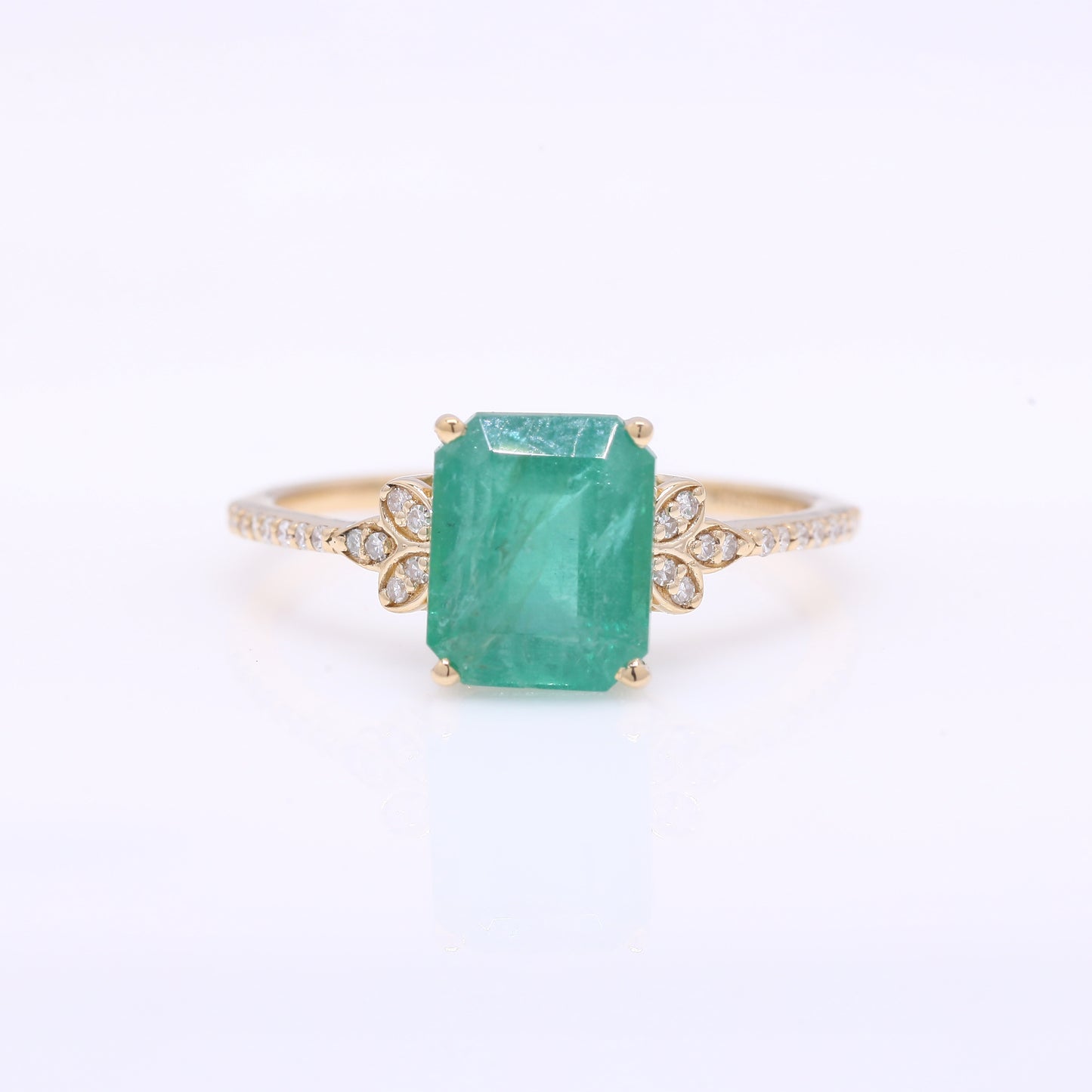 2.72 Ct Octagon Step Cut Natural Emerald 14K Gold Ring