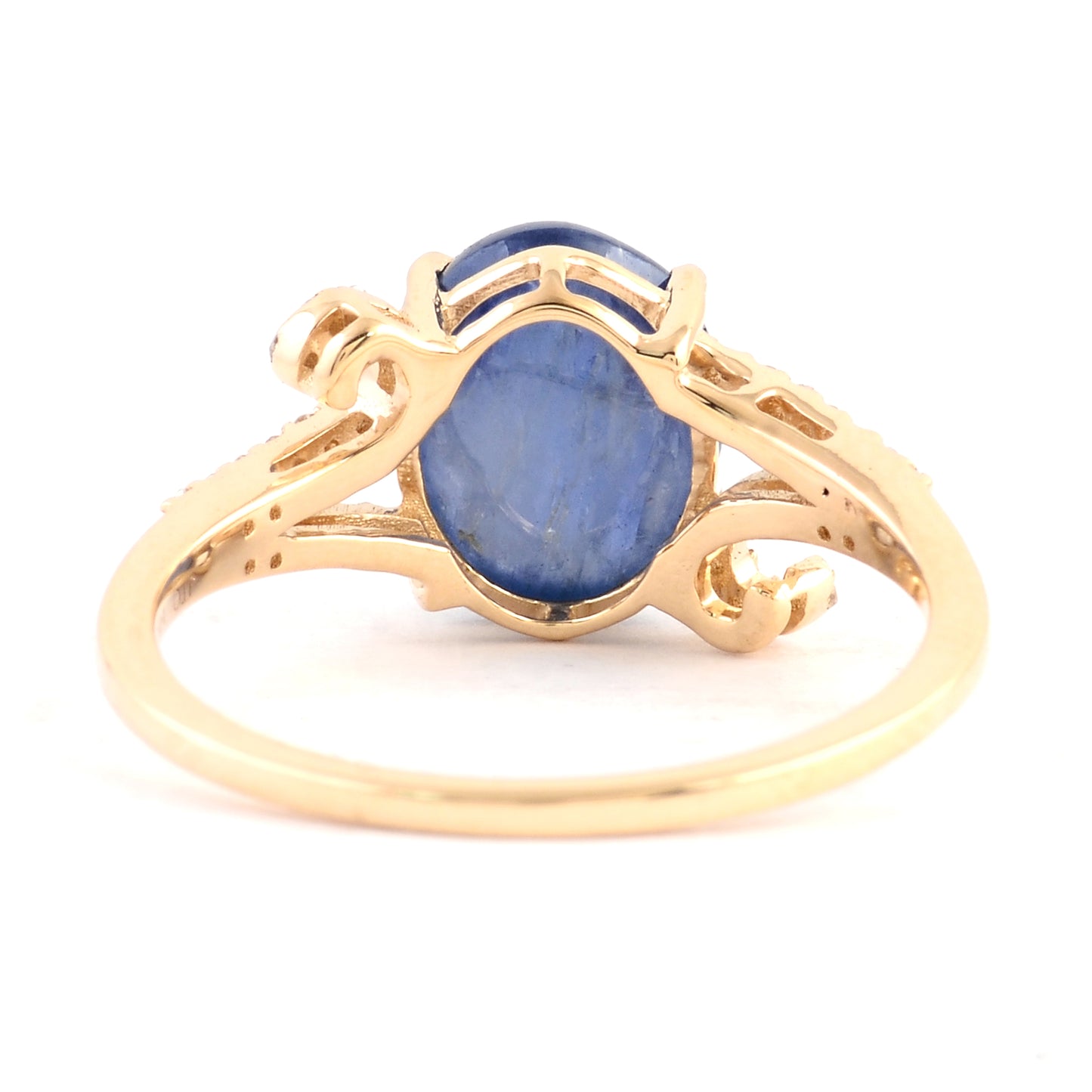 3.74 Ct Oval Cabochon Natural Corundum Sapphire 14K Gold Ring
