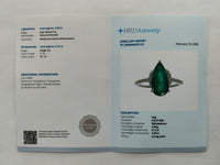 3.47 Ct Pear Mixed Cut Natural Emerald 950 Platinum Ring
