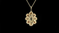2.56 Ct Marquise Multi Sapphire 14K Gold Pendant
