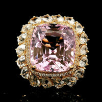 18.33 Ct Cushion Kunzite 14K Gold Ring
