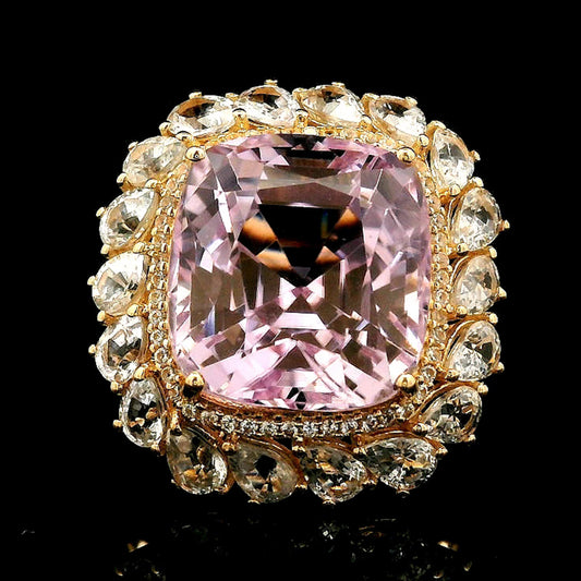 18.33 Ct Cushion Kunzite 14K Gold Ring