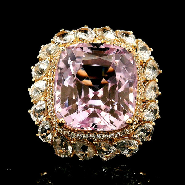 18.33 Ct Cushion Kunzite 14K Gold Ring
