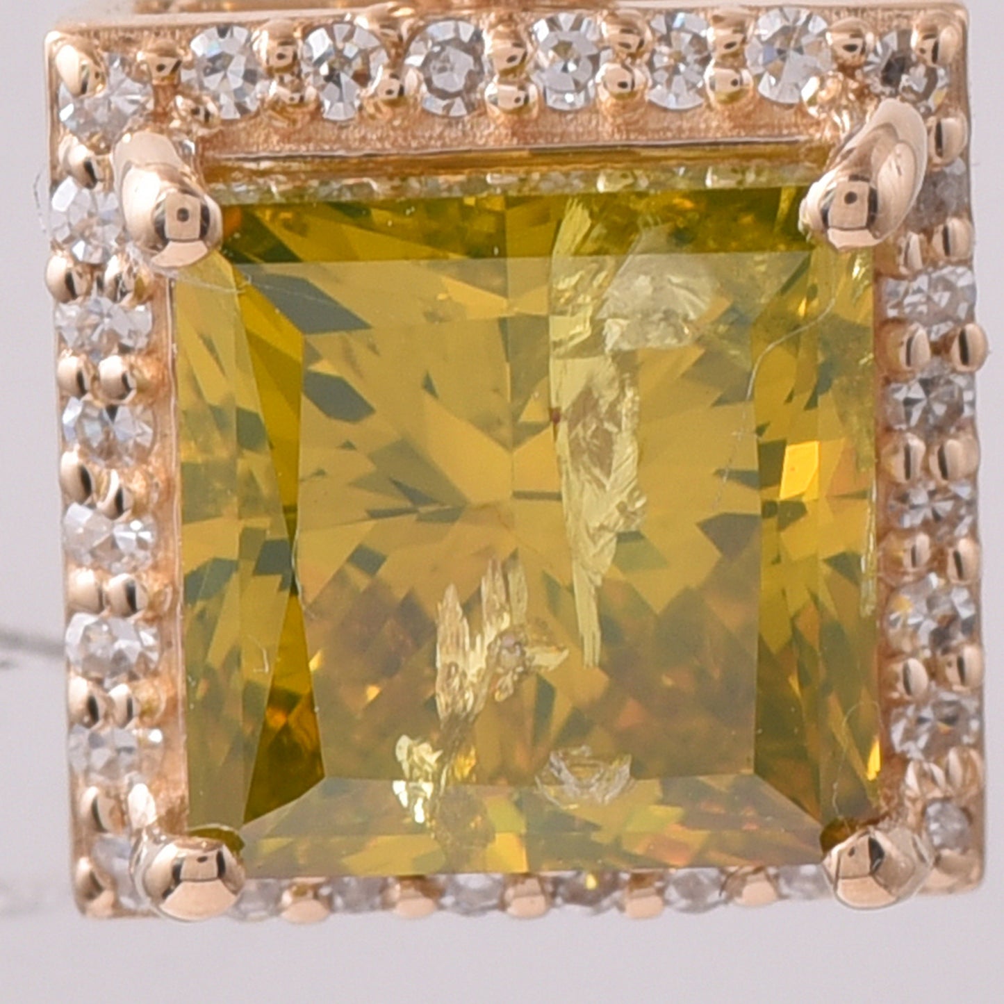 2.08 Ct Square Yellow Diamond 14K Gold Pendant