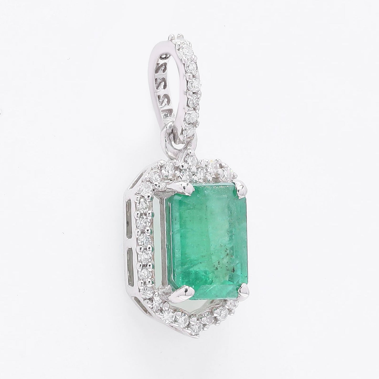 1.20 Ct Octagon Step Cut Natural Emerald 950 Platinum Pendant