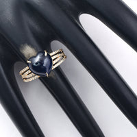5.69 Ct Heart Cabochon Natural Sapphire 14K Gold Ring