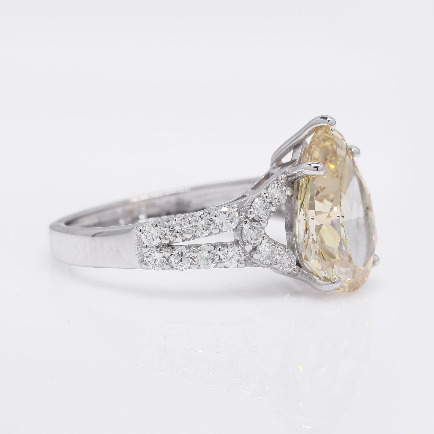 4.70 Ct Pear Modified Brilliant Lab Grown Diamond 950 Platinum Ring
