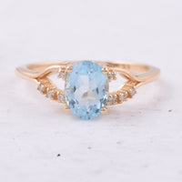 1.57 Ct Oval Natural Aquamarine 14K Gold Ring