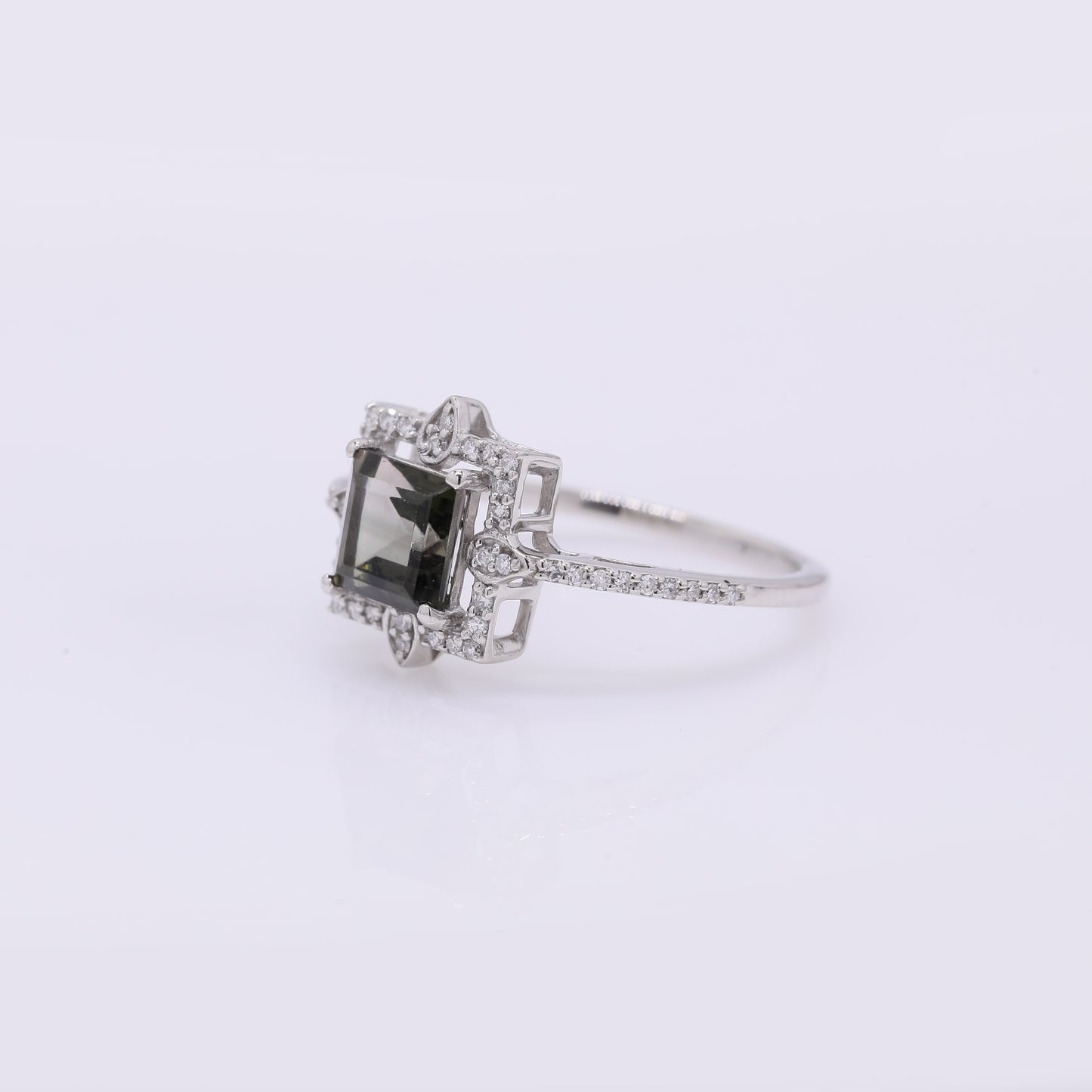 1.40 Ct Square Step Cut Natural Tourmaline 950 Platinum Ring