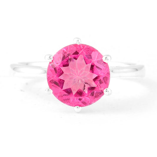 2.80 Ct Round Pink Topaz 925 Sterling Silver Ring