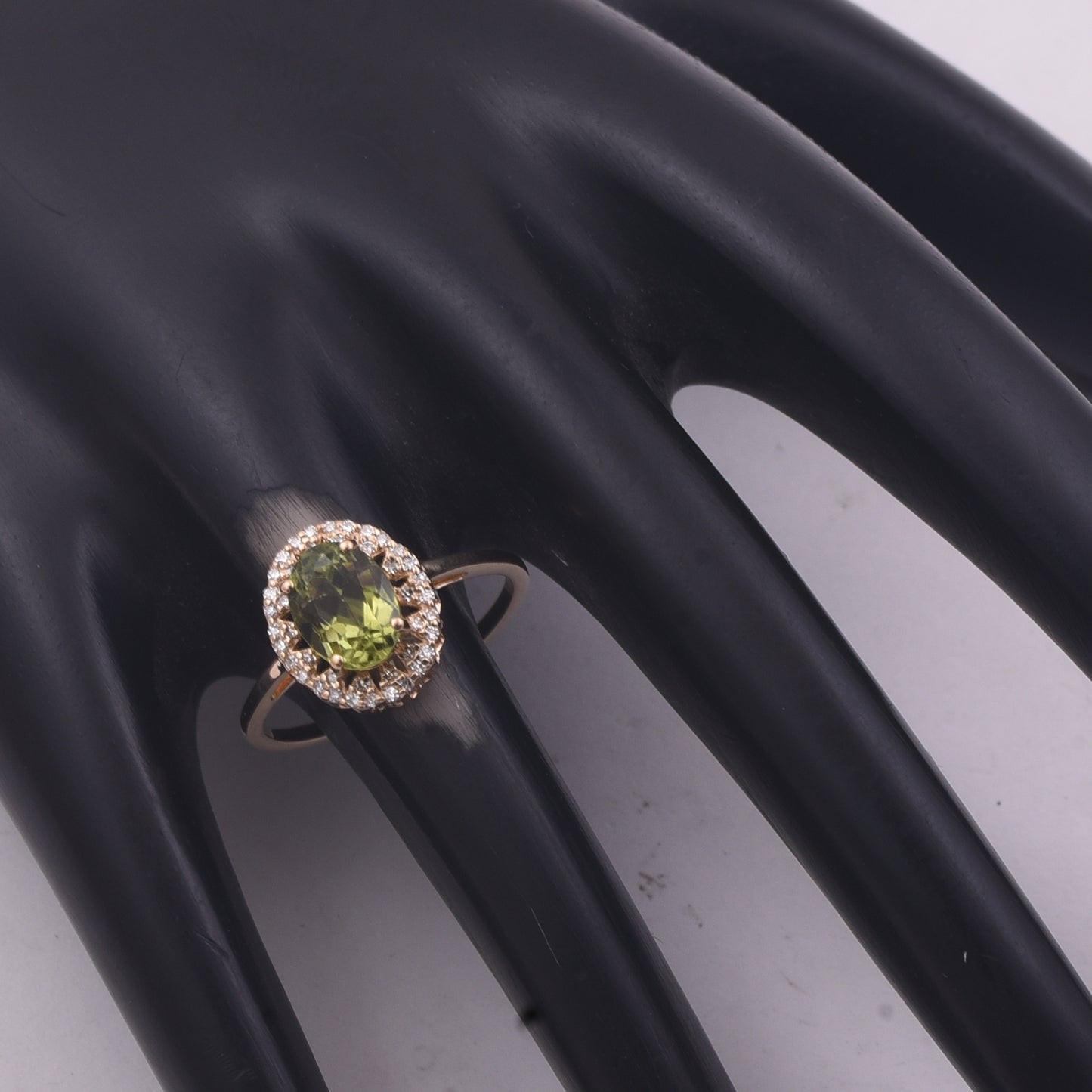 1.73 Ct Oval Mixed Cut Natural Green Tourmaline 14K Gold Ring