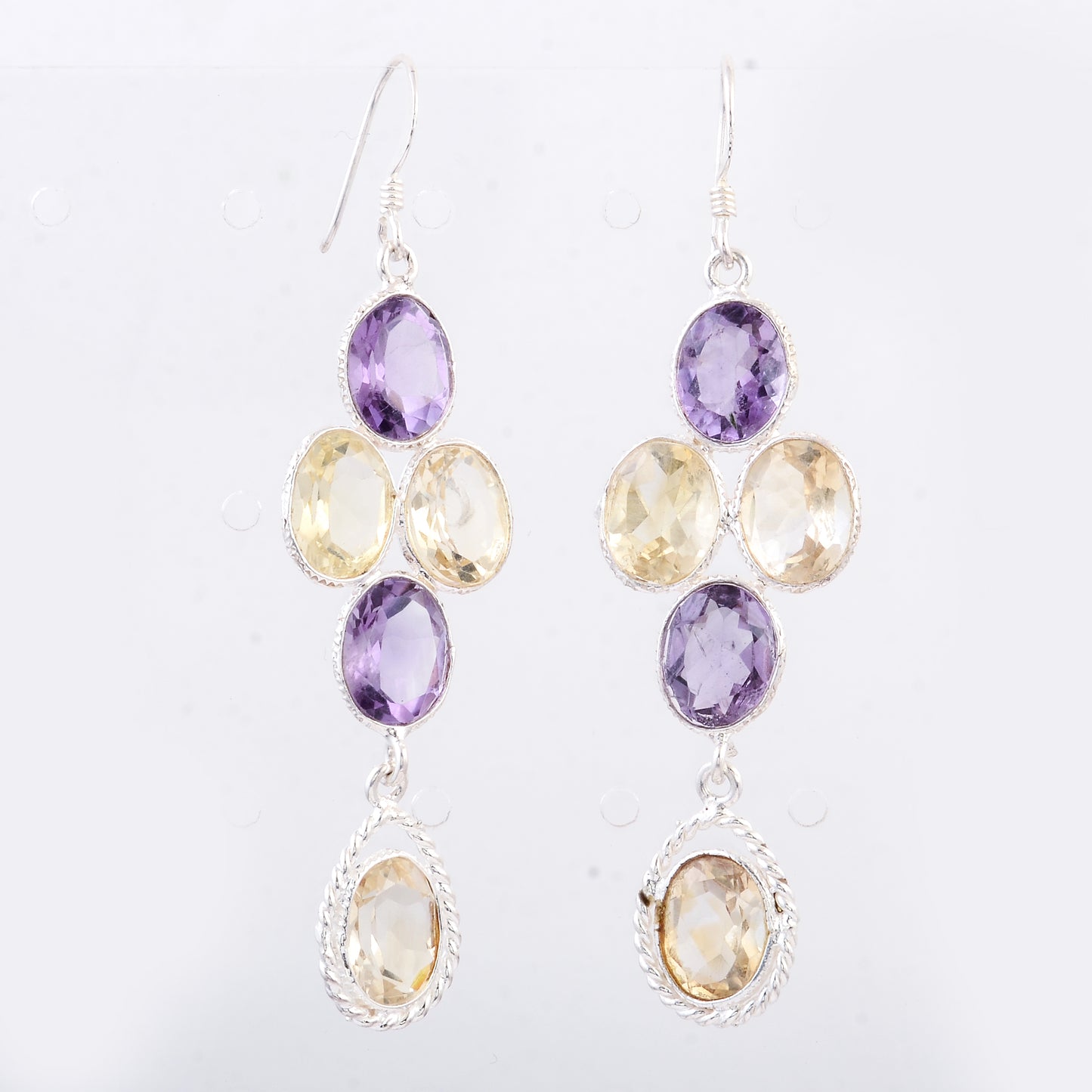 14.15 Ct Citrine, Amethyst 925 Sterling Silver Earrings
