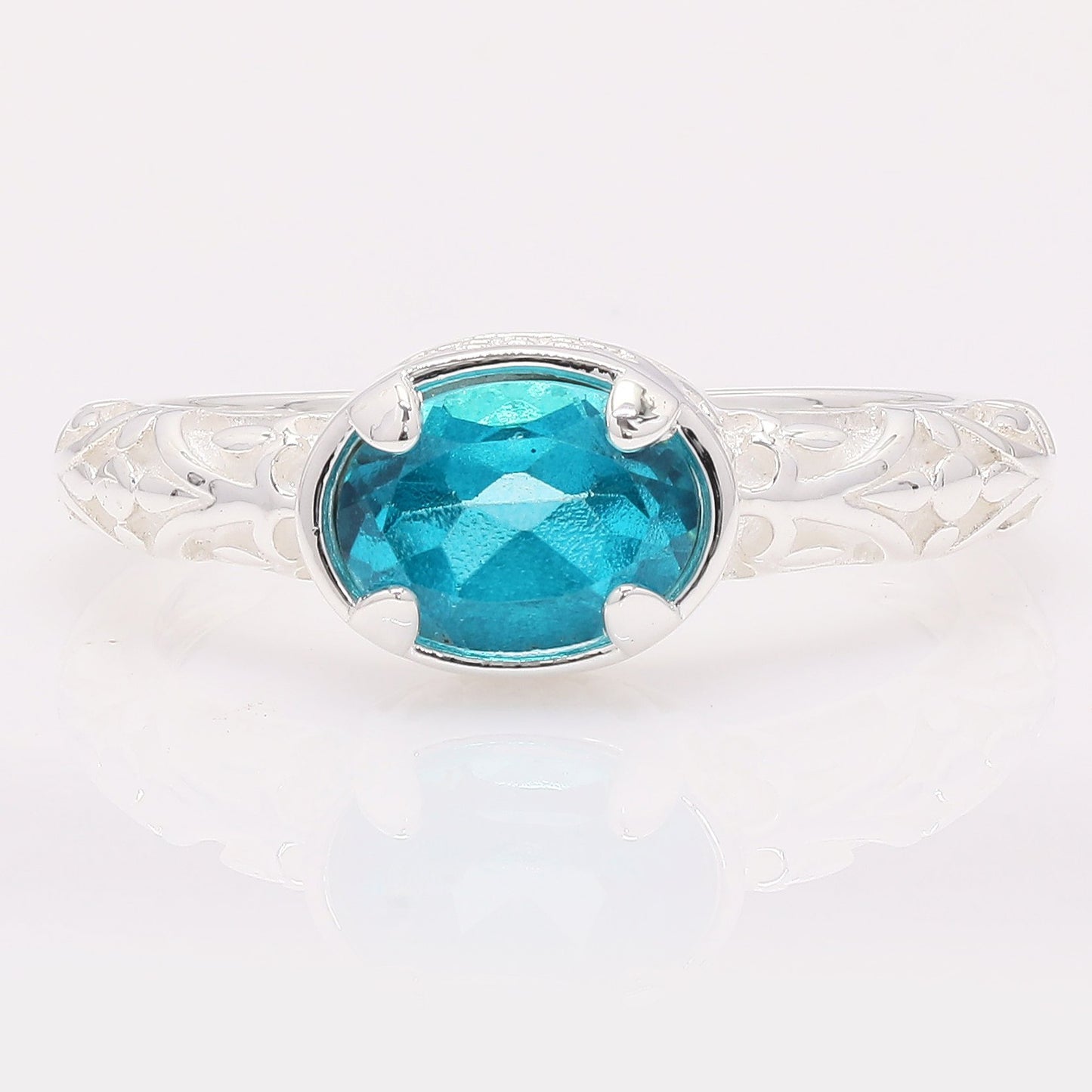 1.60 Ct Oval Paraiba Topaz 925 Silver Ring
