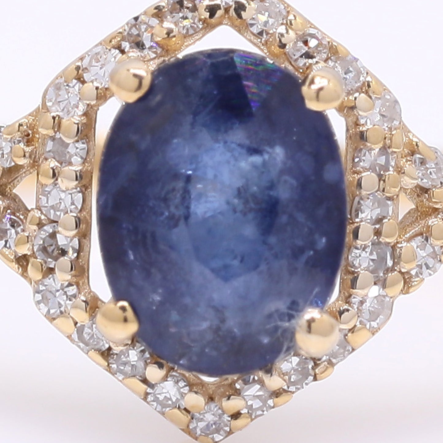 1.17 Ct Oval Mixed Cut Natural Sapphire 14K Gold Ring