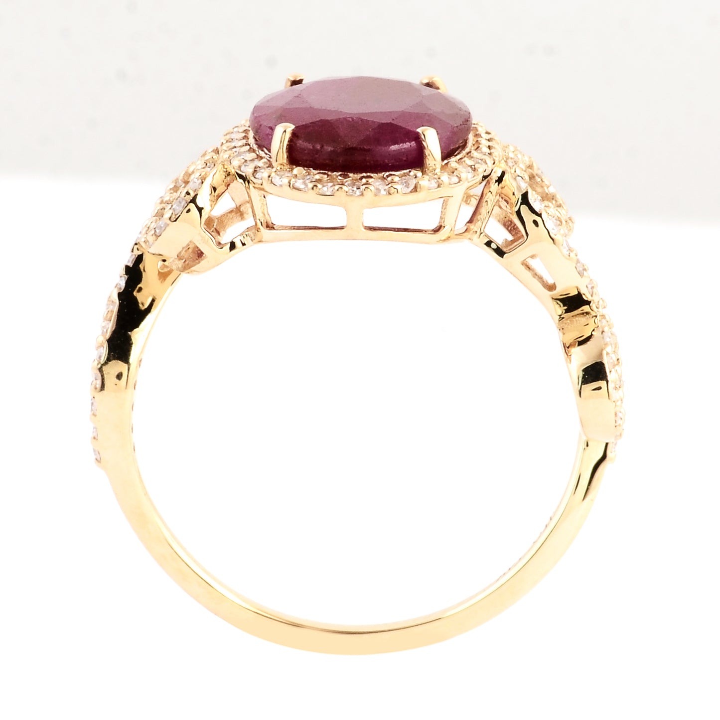 3.12 Ct Oval Mixed Cut Natural Corundum Ruby 14K Gold Ring