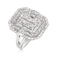 1.61 ct. Moissanite Round & Tapered Sterling Silver Women Ring Size 9