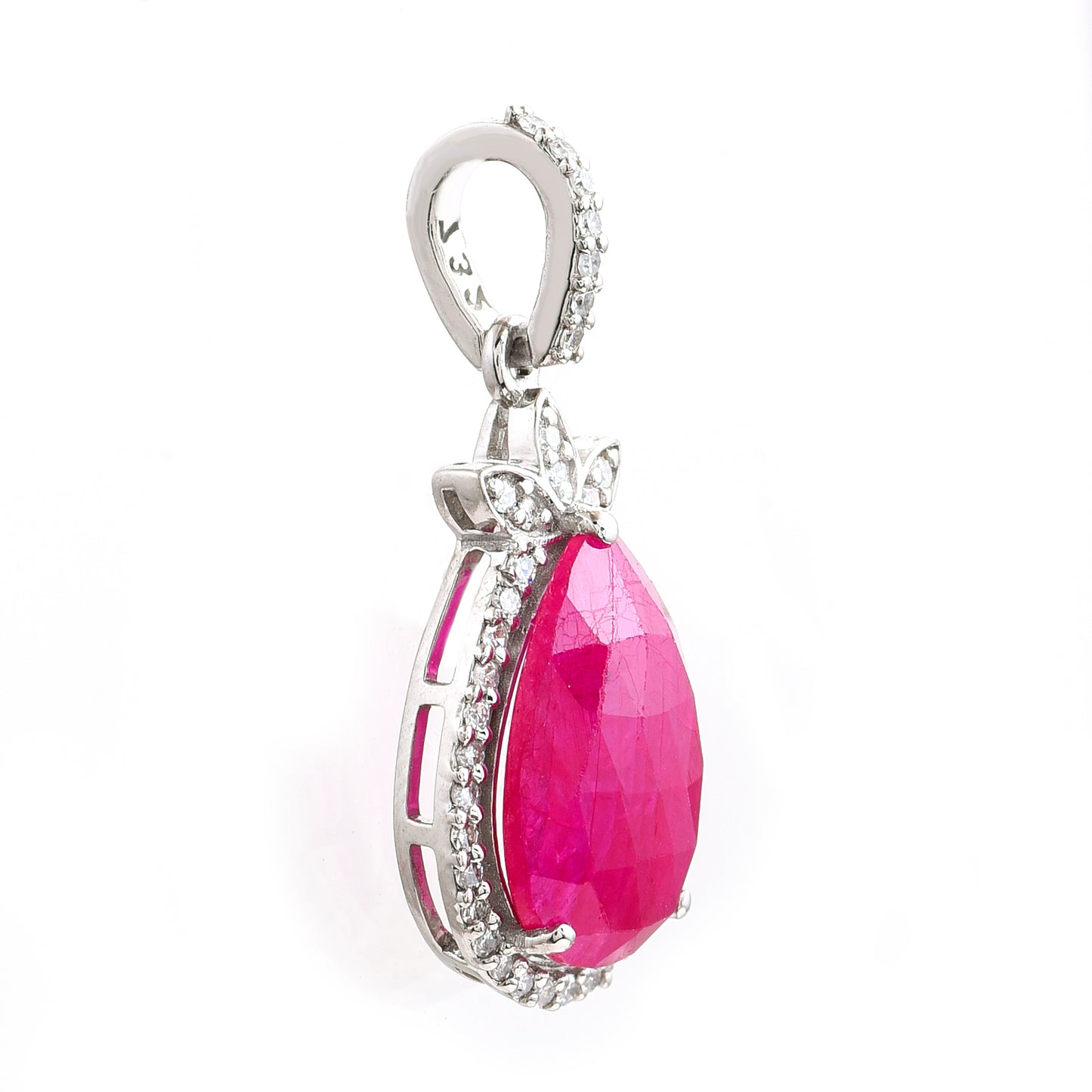 2.06 Ct Pear Ruby 950 Platinum Pendant