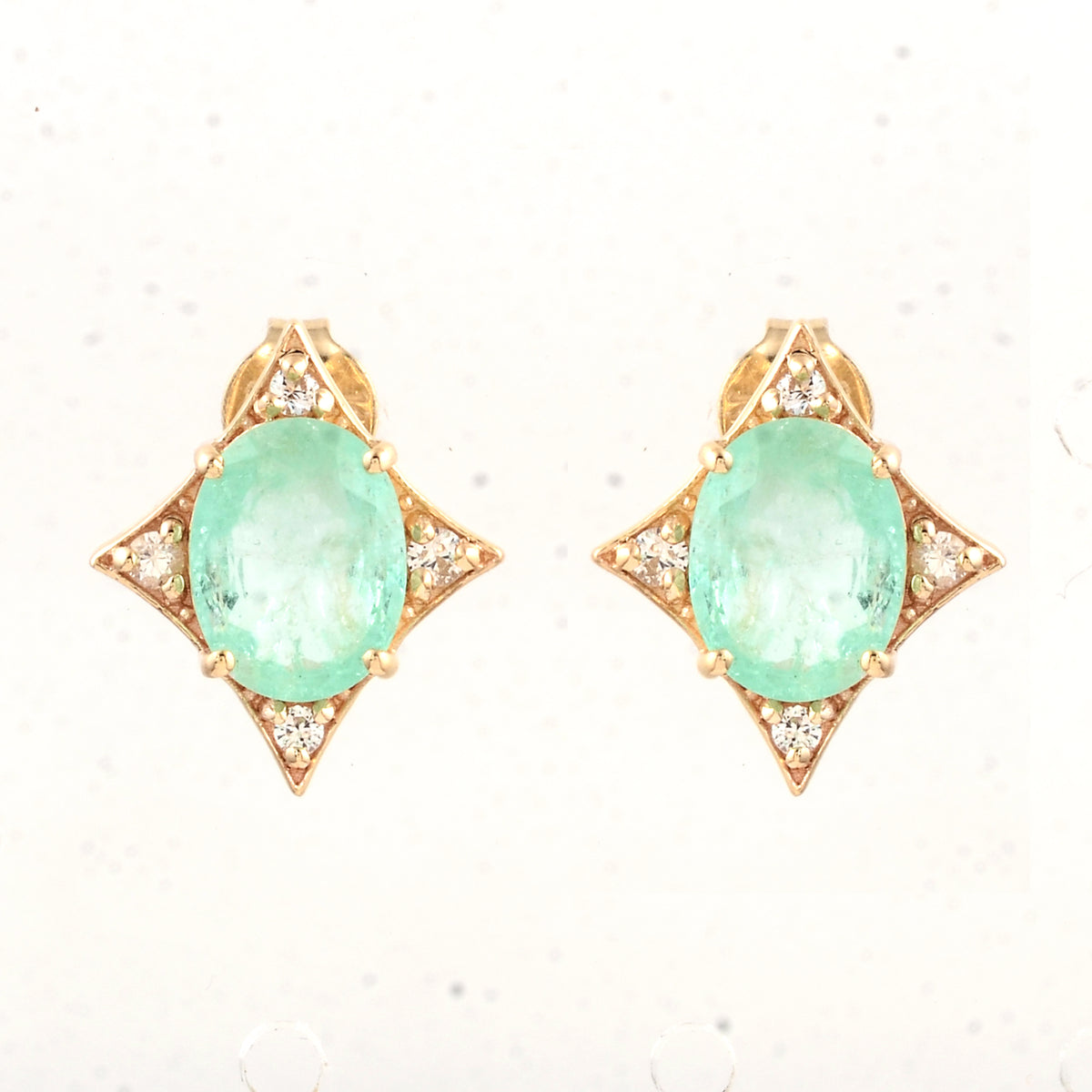 2.86 Ct Oval Emerald 14K Gold Earrings
