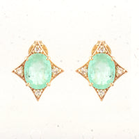 2.86 Ct Oval Emerald 14K Gold Earrings