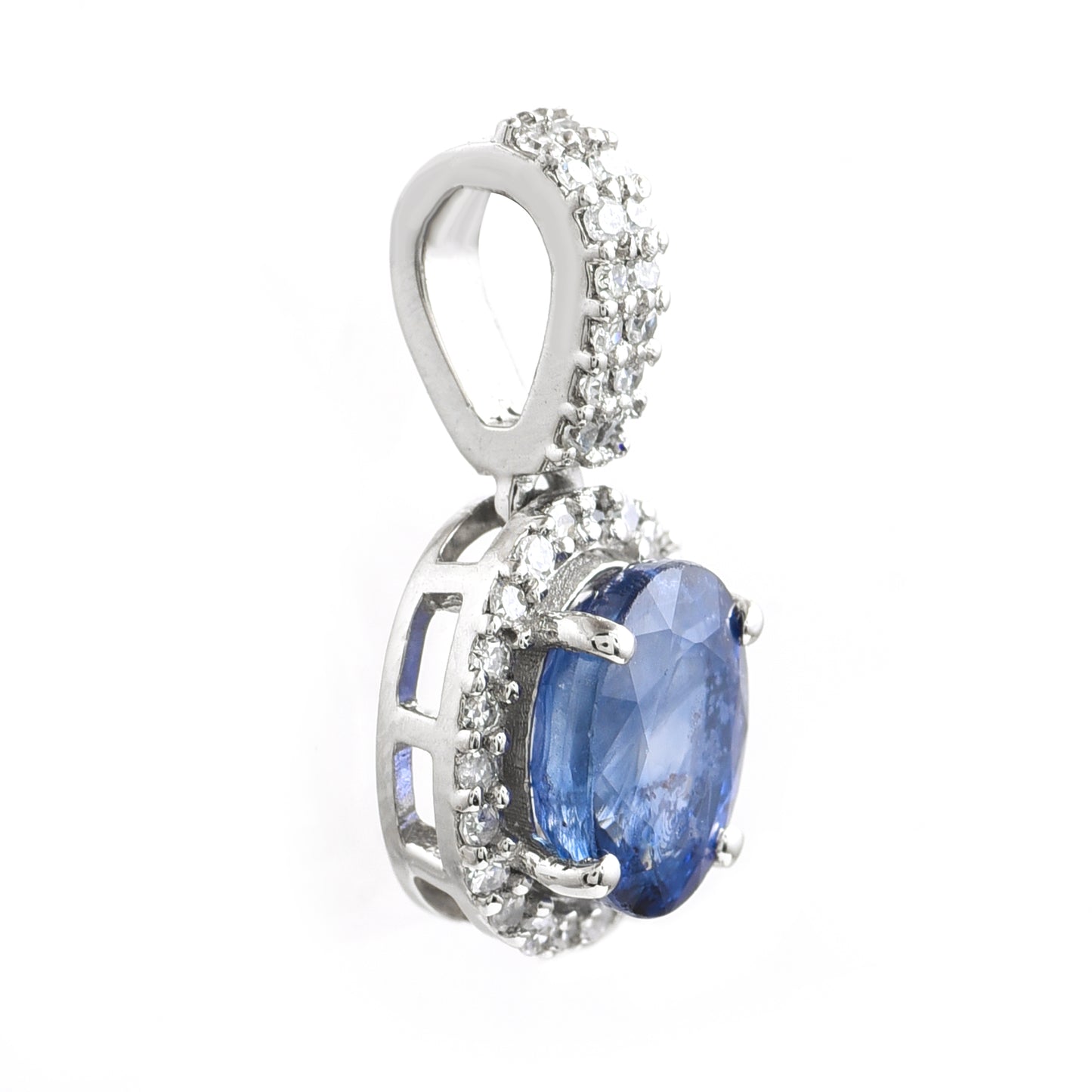 1.29 Ct Oval Sapphire 950 Platinum Pendant