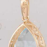 4.11 Ct Pear Aquamarine 9K Gold Pendant