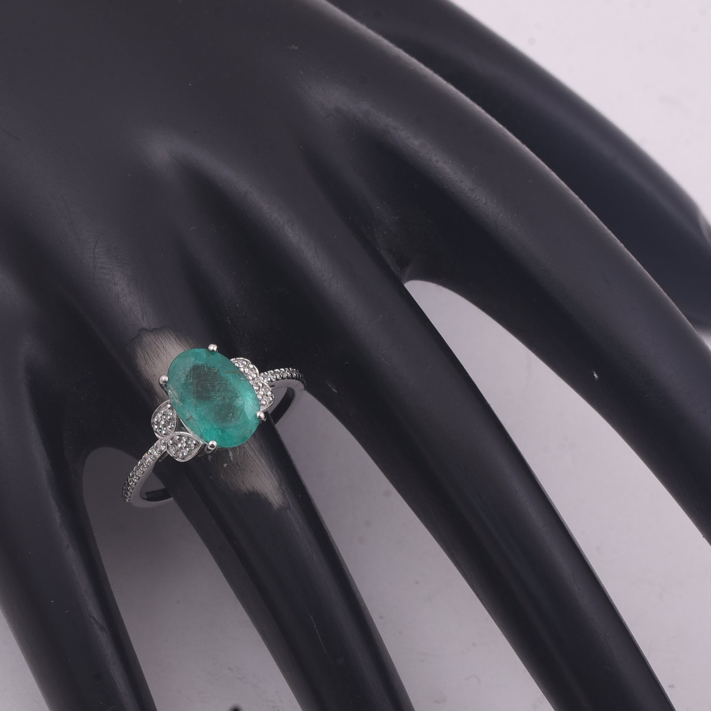 2.61 Ct Oval Mixed Cut Natural Emerald 950 Platinum Ring