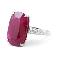 20.42 Ct Cushion Ruby 950 Platinum Ring