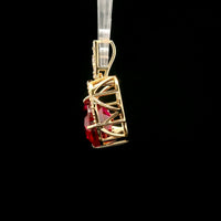 4.52 Ct Oval Mixed Cut Lab Grown Ruby 14K Gold Pendant