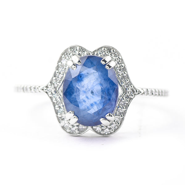 2.90 Ct Oval Mixed Cut Natural Sapphire 950 Platinum Ring