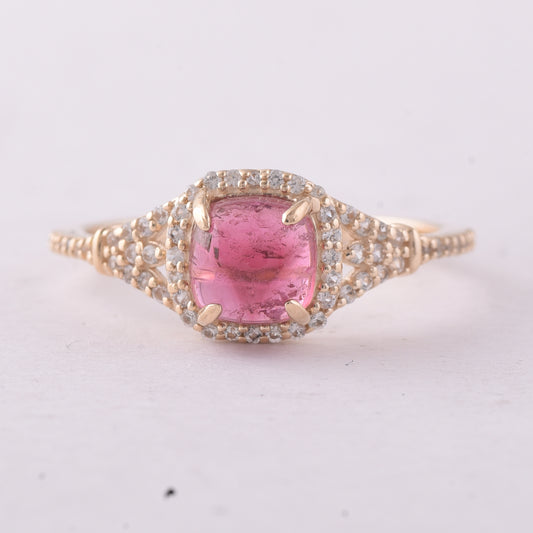 1.47 Ct Cushion Tourmaline 9K Gold Ring