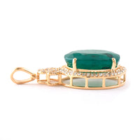 5.97 Ct Oval Mixed Cut Natural Emerald 14K Gold Pendant